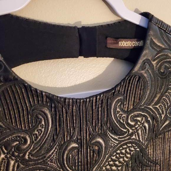 ROBERTO CAVALLI Black Leather Mini Dress Women's Size 44 - Picture 4 of 16